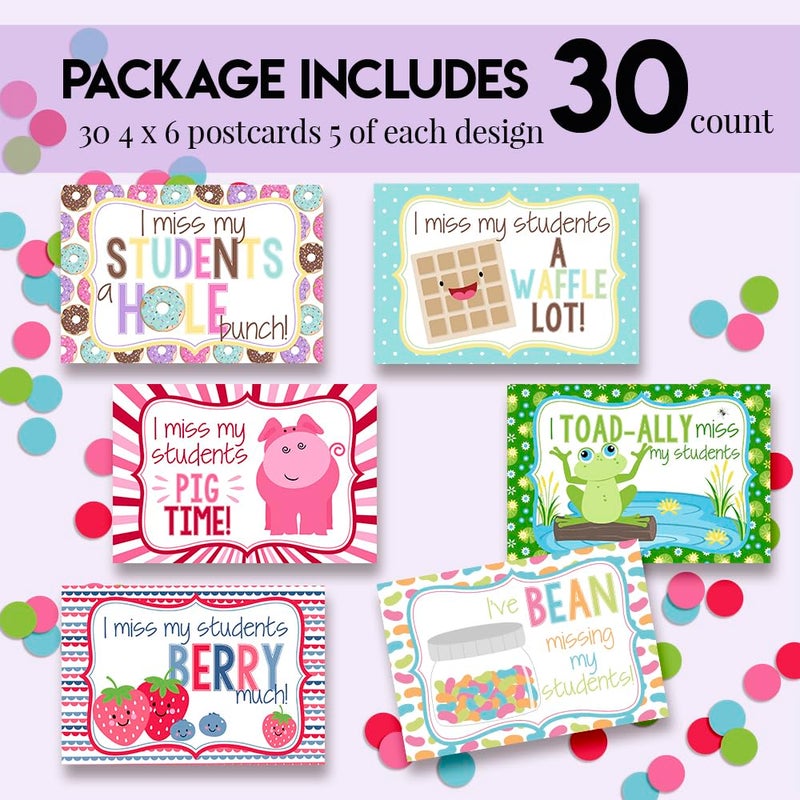 Amanda Creation I Miss My Students Blank Postcards For Students From Teachers, Total of 30 4"x6" Fill In Notecards (5 of each design) by AmandaCreationâ€¦ - Image 5